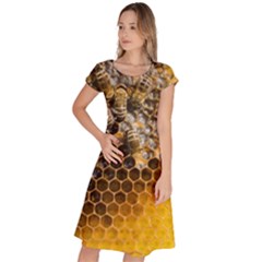 Honeycomb With Bees Classic Short Sleeve Dress by Vaneshart