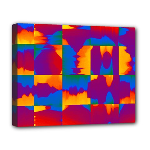 Gay Pride Rainbow Painted Abstract Squares Pattern Deluxe Canvas 20  X 16  (stretched) by VernenInk