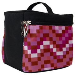 Lesbian Pride Pixellated Zigzag Stripes Make Up Travel Bag (big) by VernenInk