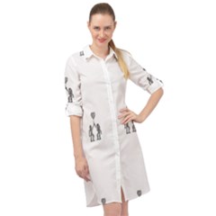 Love Symbol Drawing Long Sleeve Mini Shirt Dress by dflcprintsclothing