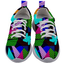 Trippy Blocks, Dotted Geometric Pattern Kids Athletic Shoes by Casemiro