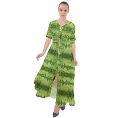 Watermelon Pattern, Fruit Skin In Green Colors Waist Tie Boho Maxi Dress by Casemiro