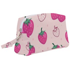 Seamless Strawberry Fruit Pattern Background Wristlet Pouch Bag (large) by Vaneshart