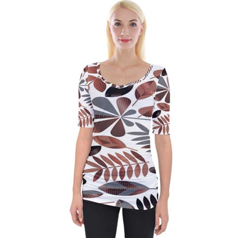 Shiny Leafs Wide Neckline Tee by Sparkle