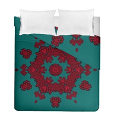 Cherry-blossom Mandala Of Sakura Branches Duvet Cover Double Side (full/ Double Size) by pepitasart