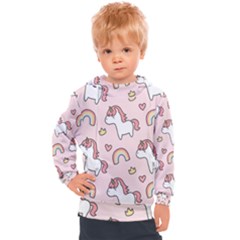 Cute-unicorn-rainbow-seamless-pattern-background Kids  Hooded Pullover by Vaneshart