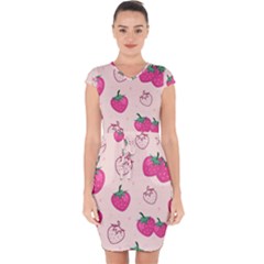 Seamless-strawberry-fruit-pattern-background Capsleeve Drawstring Dress  by Vaneshart