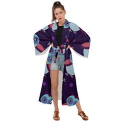 Owl-pattern-background Maxi Kimono by Vaneshart