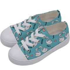 Elegant-swan-pattern-design Kids  Low Top Canvas Sneakers by Vaneshart