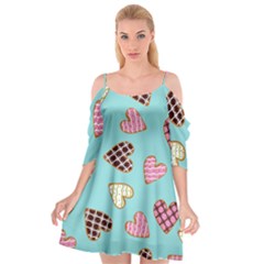 Seamless Pattern With Heart Shaped Cookies With Sugar Icing Cutout Spaghetti Strap Chiffon Dress by Vaneshart