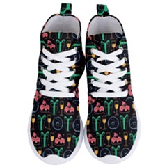 Hand-drawn-happy-birthday-pattern-background Women s Lightweight High Top Sneakers by Vaneshart