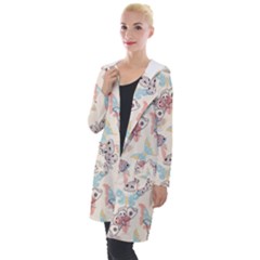 Pattern-with-hand-drawn-butterflies Hooded Pocket Cardigan by Vaneshart