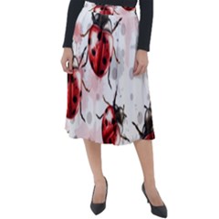 Ladybugs-pattern-texture-watercolor Classic Velour Midi Skirt  by Vaneshart