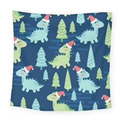 Cute-dinosaurs-animal-seamless-pattern-doodle-dino-winter-theme Square Tapestry (large) by Vaneshart