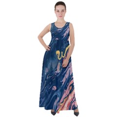 Liquid-abstract-paint-texture Empire Waist Velour Maxi Dress by Vaneshart