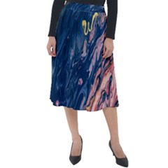 Liquid-abstract-paint-texture Classic Velour Midi Skirt  by Vaneshart