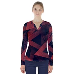 Stippled Seamless Pattern Abstract V-neck Long Sleeve Top by Vaneshart