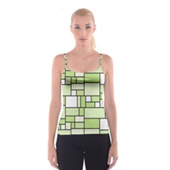 Green-geometric-digital-paper Spaghetti Strap Top by Vaneshart