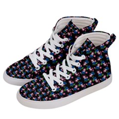 Goth Girl In Blue Dress Black Pattern Men s Hi-top Skate Sneakers by snowwhitegirl