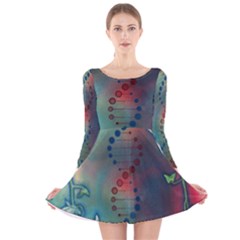 Flower Dna Long Sleeve Velvet Skater Dress by RobLilly