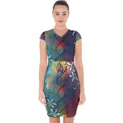 Flower Dna Capsleeve Drawstring Dress  by RobLilly