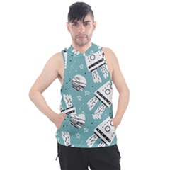 Cute Seamless Pattern With Rocket Planets Stars Men s Sleeveless Hoodie by BangZart