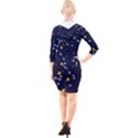 Seamless pattern with cartoon zodiac constellations starry sky Quarter Sleeve Hood Bodycon Dress View2