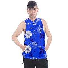 Blooming Seamless Pattern Blue Colors Men s Sleeveless Hoodie by BangZart