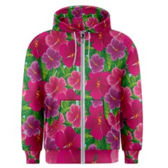 Background Cute Flowers Fuchsia With Leaves Men s Zipper Hoodie by BangZart