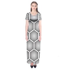 Halftone Tech Hexagons Seamless Pattern Short Sleeve Maxi Dress by BangZart