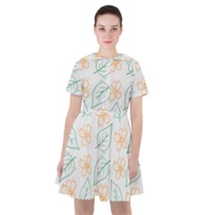 Hand Drawn Cute Flowers With Leaves Pattern Sailor Dress by BangZart