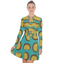 Taco Drawing Background Mexican Fast Food Pattern Long Sleeve Panel Dress by BangZart