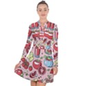 Tomato seamless pattern juicy tomatoes food sauce ketchup soup paste with fresh red vegetables Long Sleeve Panel Dress View1