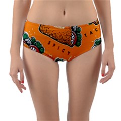 Seamless Pattern With Taco Reversible Mid-waist Bikini Bottoms by BangZart