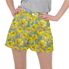 Seamless Pattern With Graphic Spring Flowers Ripstop Shorts by BangZart