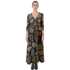 Cartoon Colored Stone Seamless Background Texture Pattern   Button Up Boho Maxi Dress by BangZart