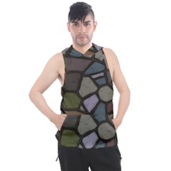 Cartoon Colored Stone Seamless Background Texture Pattern   Men s Sleeveless Hoodie by BangZart