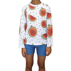 Seamless-background-pattern-with-watermelon-slices Kids  Long Sleeve Swimwear by BangZart