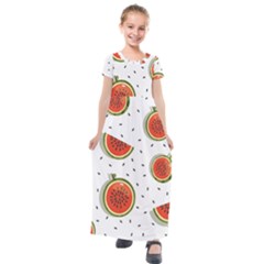 Seamless-background-pattern-with-watermelon-slices Kids  Short Sleeve Maxi Dress by BangZart