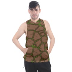 Cartoon Brown Stone Grass Seamless Background Texture Pattern Men s Sleeveless Hoodie by BangZart