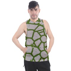 Cartoon Gray Stone Seamless Background Texture Pattern Green Men s Sleeveless Hoodie by BangZart