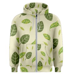 Leaf Spring Seamless Pattern Fresh Green Color Nature Men s Zipper Hoodie by BangZart