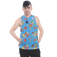 Hand Drawn Seamless Pattern Summer Time Men s Sleeveless Hoodie by BangZart