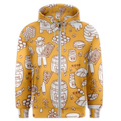 Vector Honey Element Doodle Seamless Pattern With Beehive Beeke Men s Zipper Hoodie by BangZart