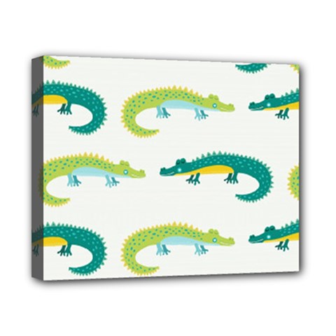 Cute Cartoon Alligator Kids Seamless Pattern With Green Nahd Drawn Crocodiles Canvas 10  X 8  (stretched) by BangZart