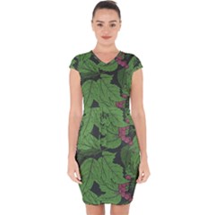 Seamless Pattern With Hand Drawn Guelder Rose Branches Capsleeve Drawstring Dress  by BangZart