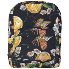 Embroidery Blossoming Lemons Butterfly Seamless Pattern Full Print Backpack by BangZart