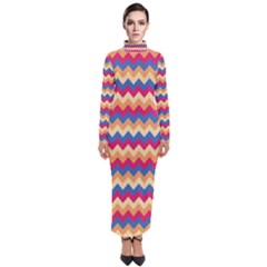 Zigzag Pattern Seamless Zig Zag Background Color Turtleneck Maxi Dress by BangZart