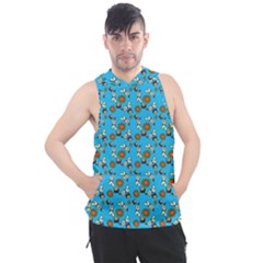 Clown Ghost Pattern Blue Men s Sleeveless Hoodie by snowwhitegirl