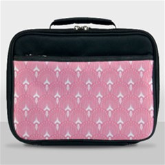 White And Pink Art-deco Pattern Lunch Bag by Dushan